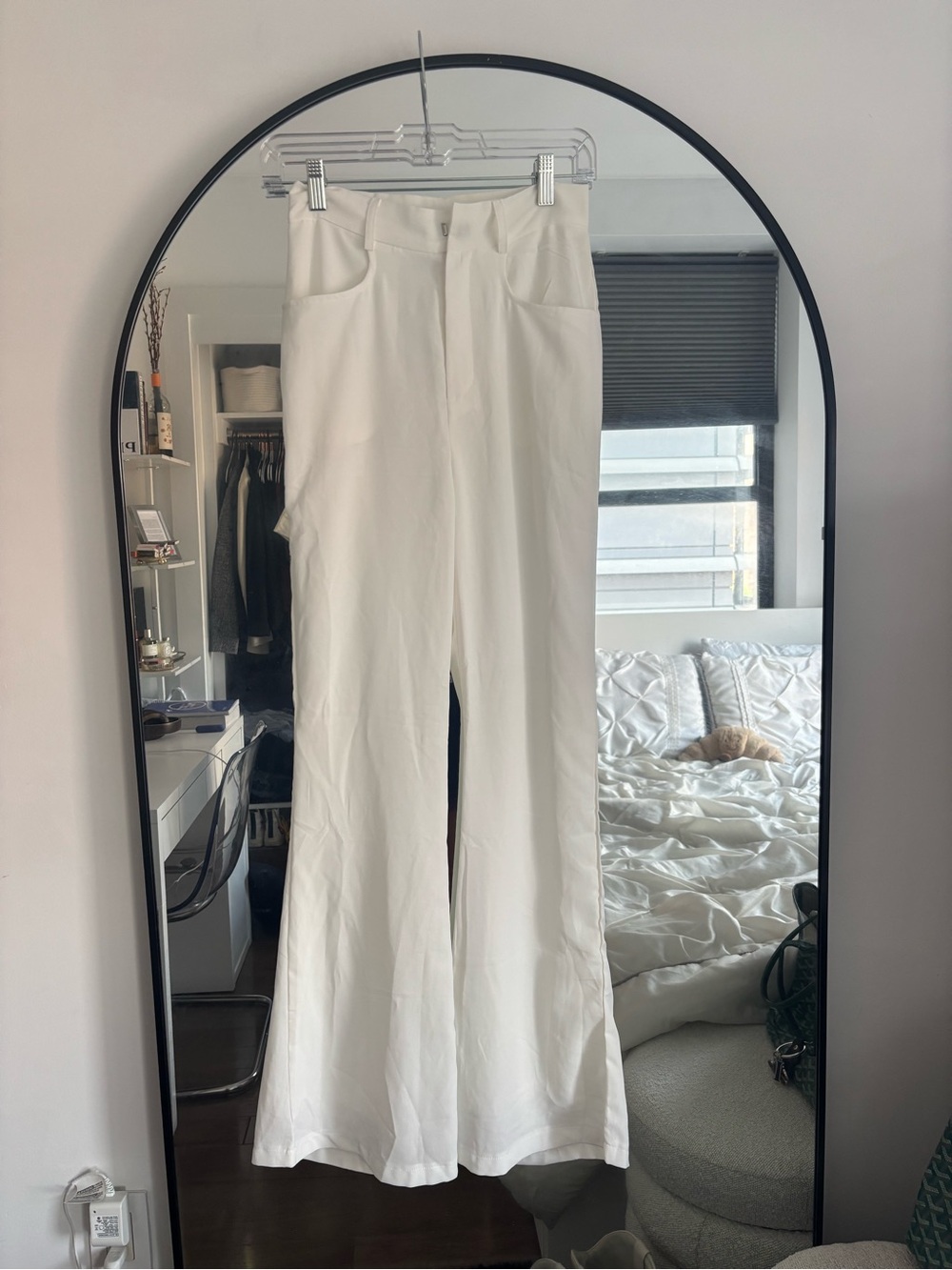 Princess Polly High-Rise White Flare Pant